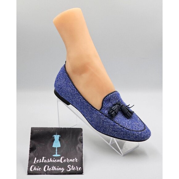 Boden Women’s Blue Ines Herringbone Tassel Loafers Flats Shoes Sz 8 (38.5) 2916 - Picture 13 of 16